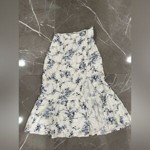 Abercrombie & Fitch Asymmetrical Floral Skirt - White and Blue